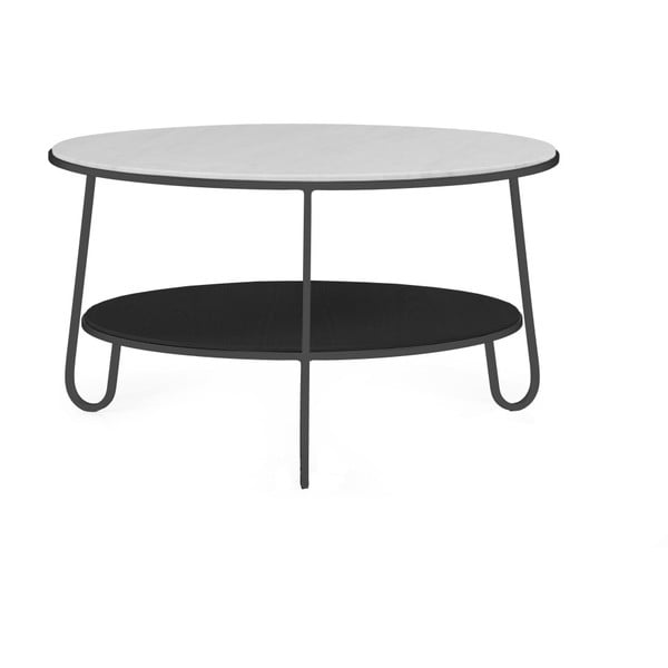 Szary stolik z marmurowym blatem HARTÔ Eugénie, ⌀ 70 cm