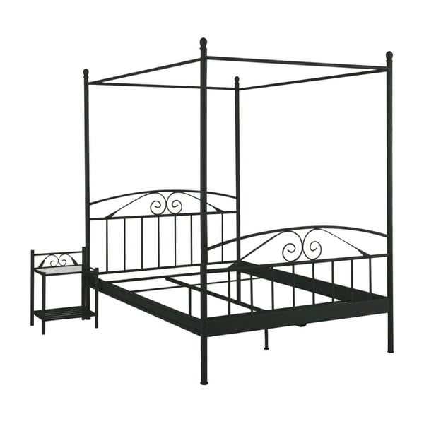 Czarne łóżko 2-osobowe z baldachimem Støraa Bibi, 180x200 cm-image-2