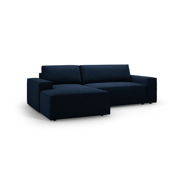 Ciemnoniebieski rozkładany narożnik z materiału bouclé (lewostronny) Jodie – Micadoni Home-image-2