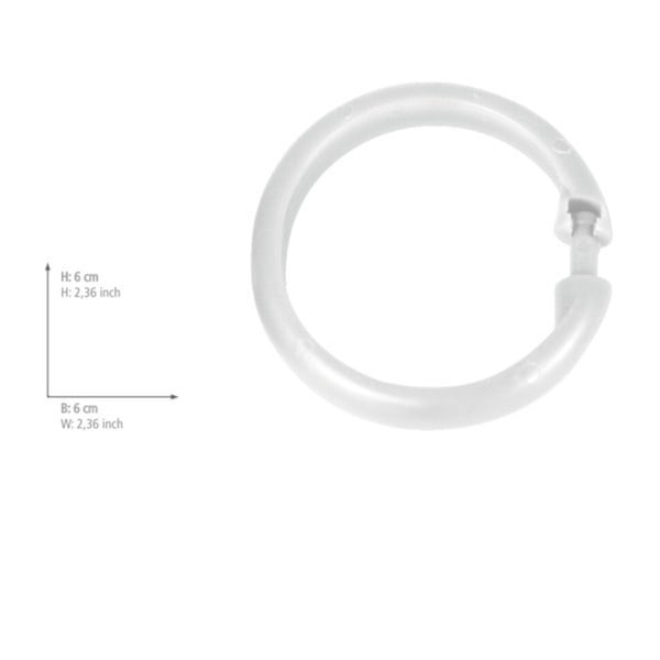 Zestaw 12 białych plastikowych kółek do zasłony prysznicowej Wenko-image-1