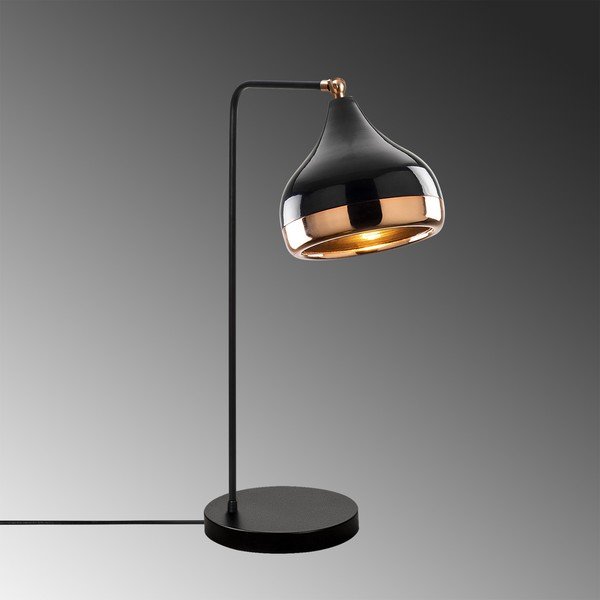 Czarna lampa stołowa z elementami w kolorze miedzi Opviq lights Yildo-image-1