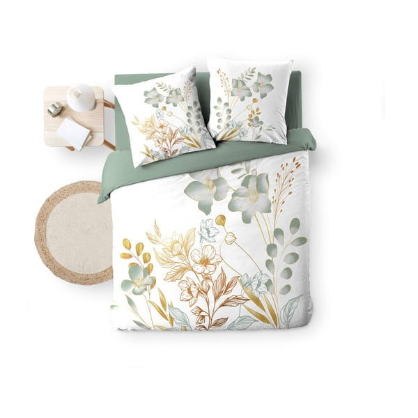 Biało-zielona bawełniana pościel dwuosobowa 240x220 cm Lolita – douceur d'intérieur-image-4