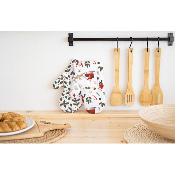 Bawełniane rękawice kuchenne ze świątecznym motywem zestaw 2 szt. Happy Santa – Butter Kings-image-1