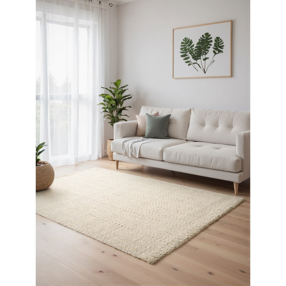 Kremowy dywan z mieszanki wełny tkany ręcznie 160x230 cm Majoli – Elle Decoration (zdjęcie 6)