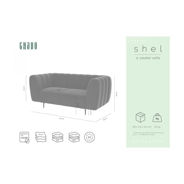 Ciemnoszara aksamitna sofa Ghado Shel, 170 cm-image-4
