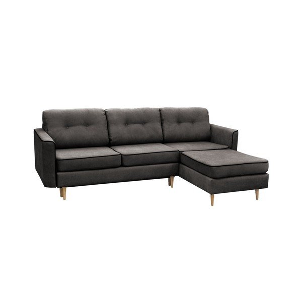 Ciemnoszary narożnik rozkładany z jasnymi nogami Mazzini Sofas Ladybird, prawostronny-image-2