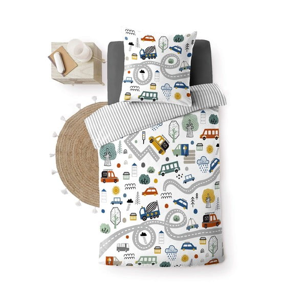 Biała bawełniana pościel dziecięca jednoosobowa 140x200 cm Pti Bolide – douceur d'intérieur-image-4