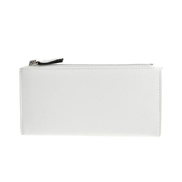 Biały portfel z ekoskóry Carla Ferreri, 10.5x19 cm