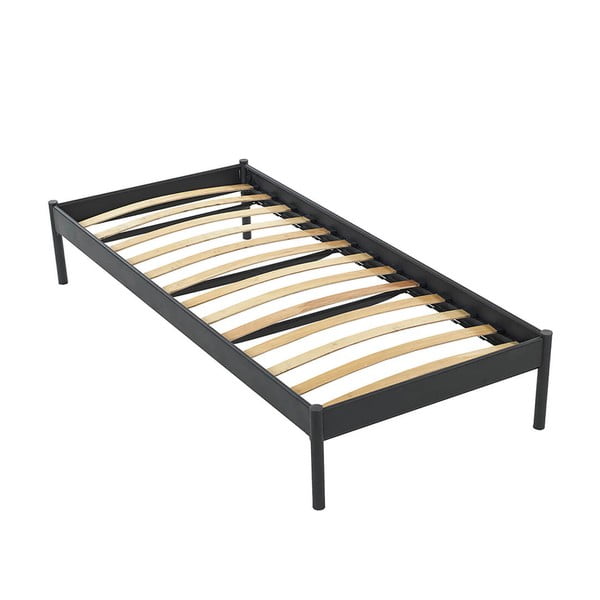 Czarne metalowe łóżko jednoosobowe ze stelażem 90x200 cm Hatkus – Kalune Design-image-4
