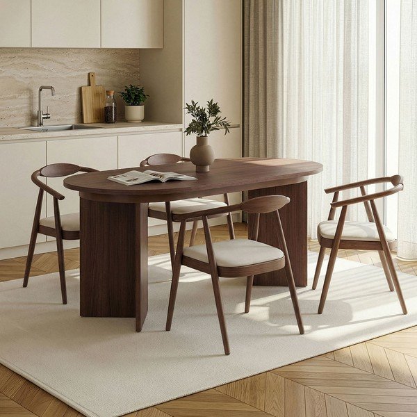 Rozkładany stół z dodatkowym blatem w dekorze orzecha 90x160 cm Sorell – Kalune Design-image-2