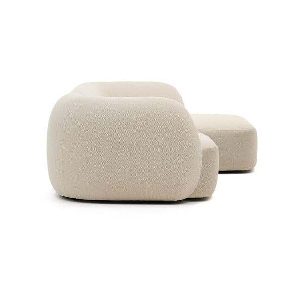 Kremowy narożnik z tkaniny szenilowej (prawostronny/z szezlongiem) Martina – Kave Home-image-3