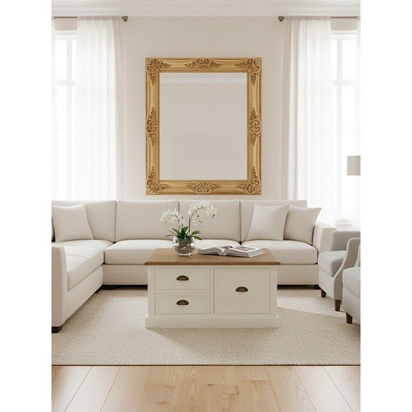 Biały stolik w dekorze jodły 90x90 cm Hardwick – Premier Housewares-image-3