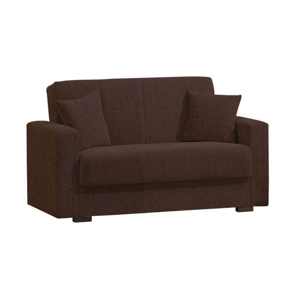Ciemnobrązowa dwuosobowa sofa rozkładana ze schowkiem Esidra Relax