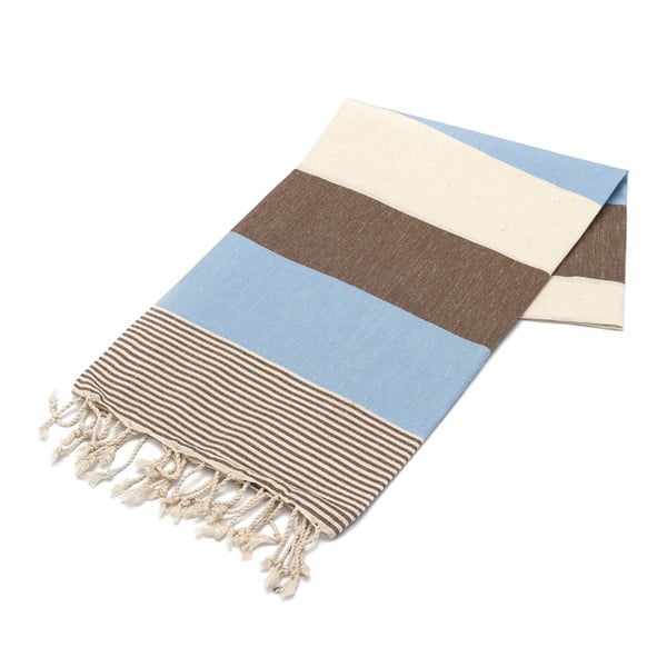 Ręcznik hammam American Stripes Brown & Blue, 100x180 cm