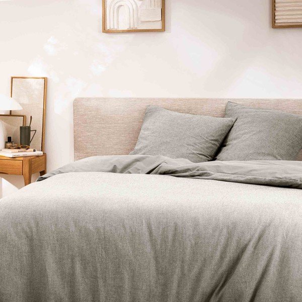 Szara bawełniana pościel dwuosobowa 3-częściowa 240x220 cm Meline – douceur d'intérieur-image-1