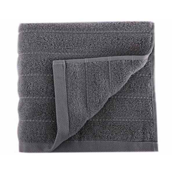 Antracytowy ręcznik z czesanej bawełny Pierre, 50x90 cm