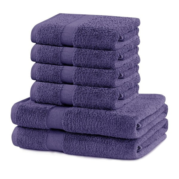 Zestaw 6 fioletowych bawełnianych ręczników DecoKing Marina