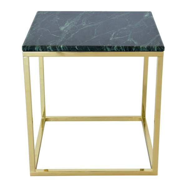 Zielony stolik marmurowy z nogami w kolorze złota RGE Accent, szer. 50 cm