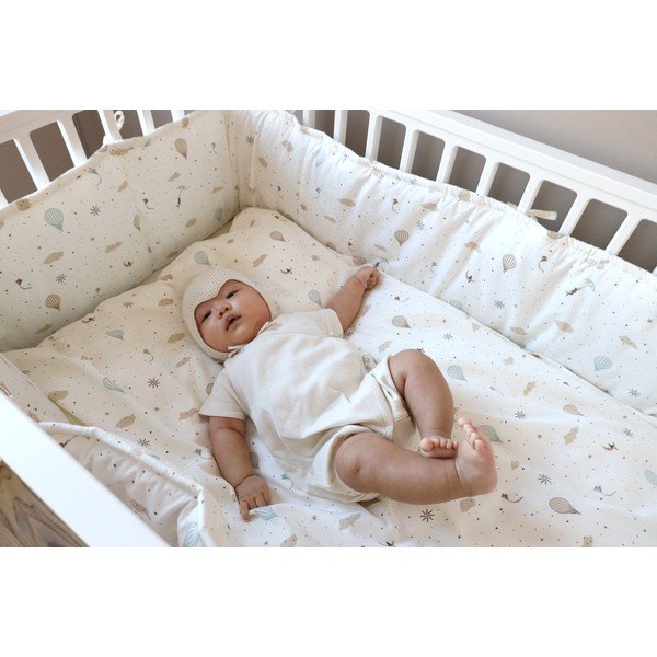 Ochraniacz do łóżeczka z bawełny organicznej w kolorze kości słoniowej 365 cm Dreamland – Cam Cam Copenhagen-image-3