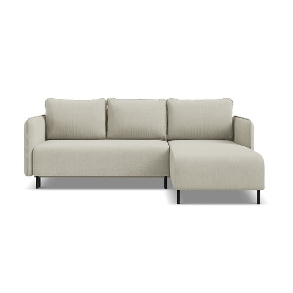 Beżowy rozkładany/ze schowkiem narożnik (prawostronny) Luana – Makamii