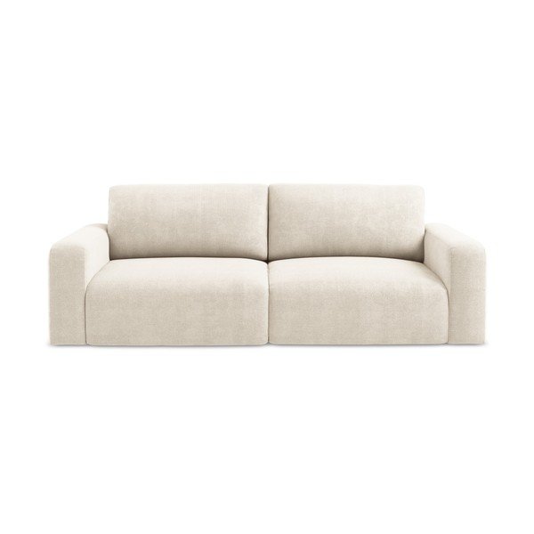 Kremowa rozkładana/ze schowkiem sofa z tkaniny szenilowej 252 cm Kona – Makamii
