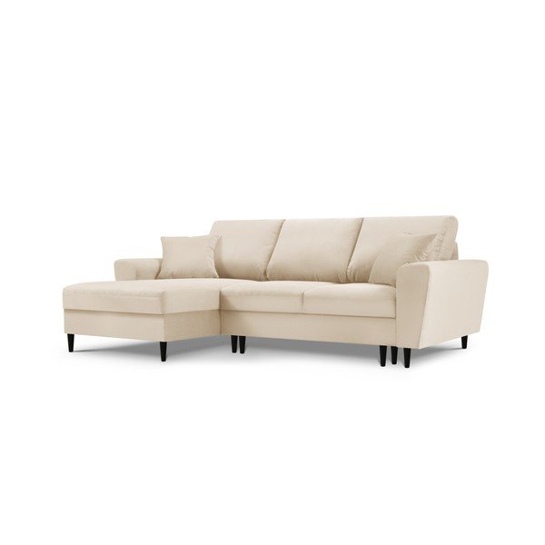 Beżowy sztruksowy rozkładany narożnik ze schowkiem (lewostronny/z szezlongiem) Kyoto – Cosmopolitan Design-image-4