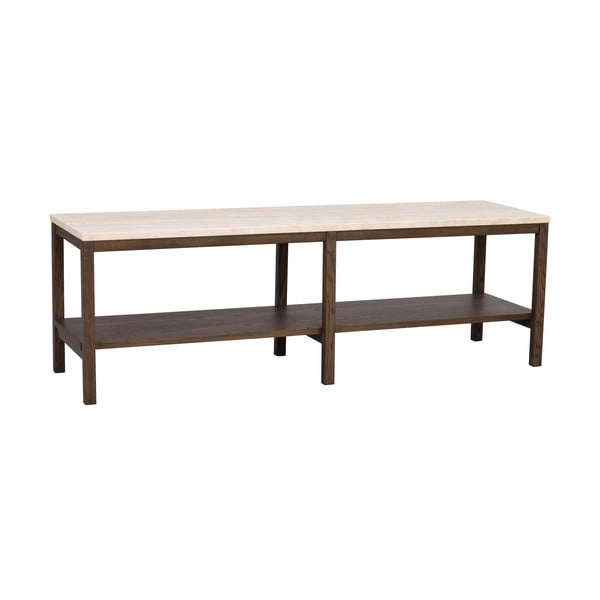 Brązowo-beżowa konsola z kamiennym blatem 140x40 cm Orwel – Rowico-image-2