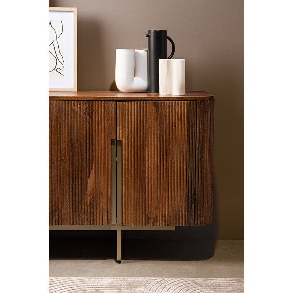 Komoda z litego drewna mango w kolorze złota/w naturalnym kolorze 160x75x40 cm Vilas – Bizzotto-image-4