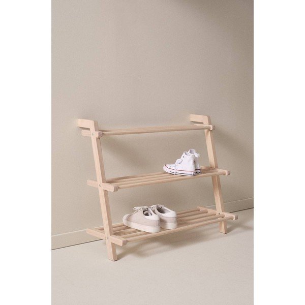 Wiszący regał na buty z litego drewna sosnowego w jasnym naturalnym kolorze 80x65x42 cm Eddison – Jotex-image-1