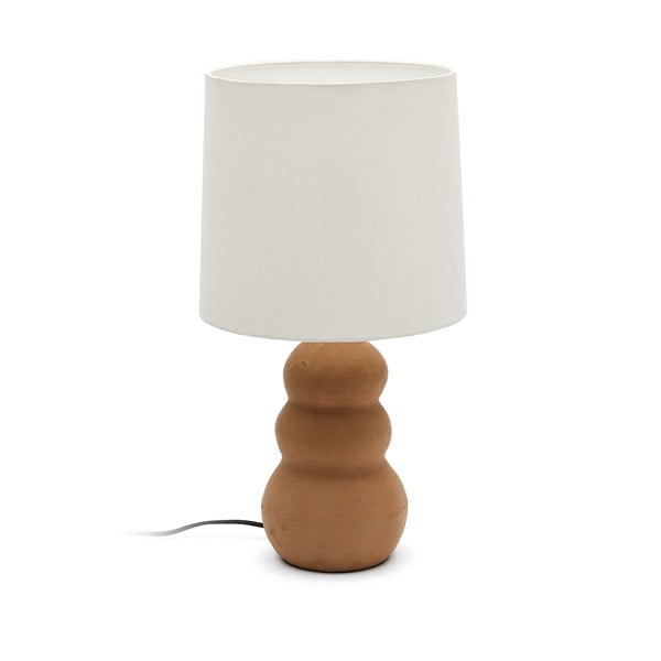 Biało-brązowa lampa stołowa z tekstylnym kloszem (wys. 55 cm) Madsen – Kave Home