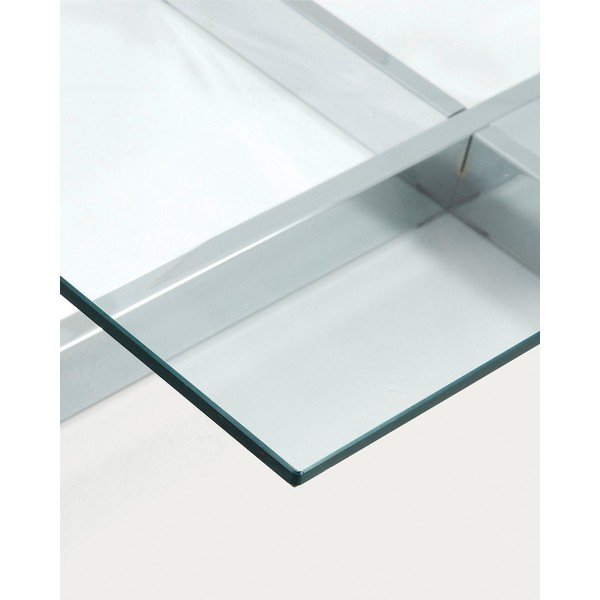 Stolik ze szklanym blatem w kolorze srebra 70x120 cm Plam – Kave Home-image-3