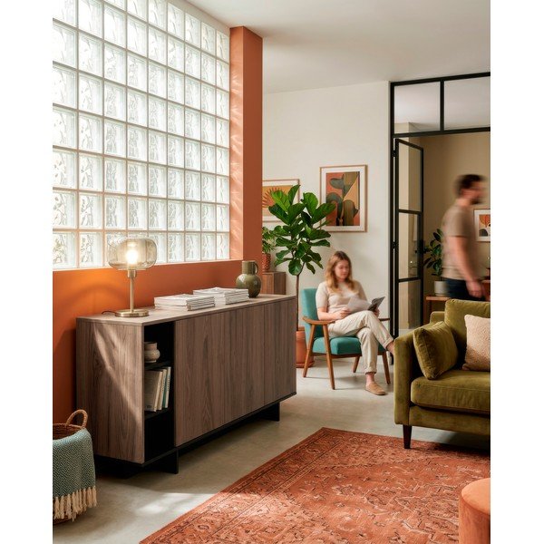 Czarna/w naturalnym kolorze szafka w dekorze dębu 170x80x40 cm Cequoia – Marckeric-image-1