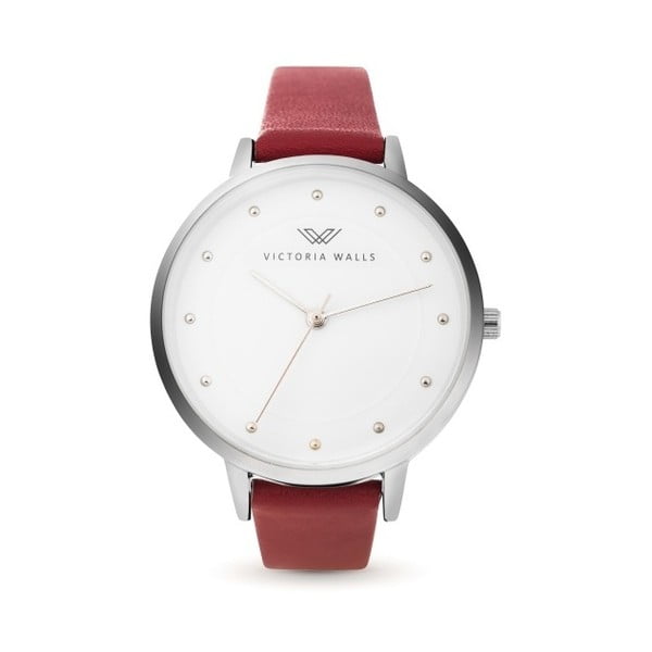 Damski zegarek z czerwonym skórzanym paskiem Victoria Walls Mist