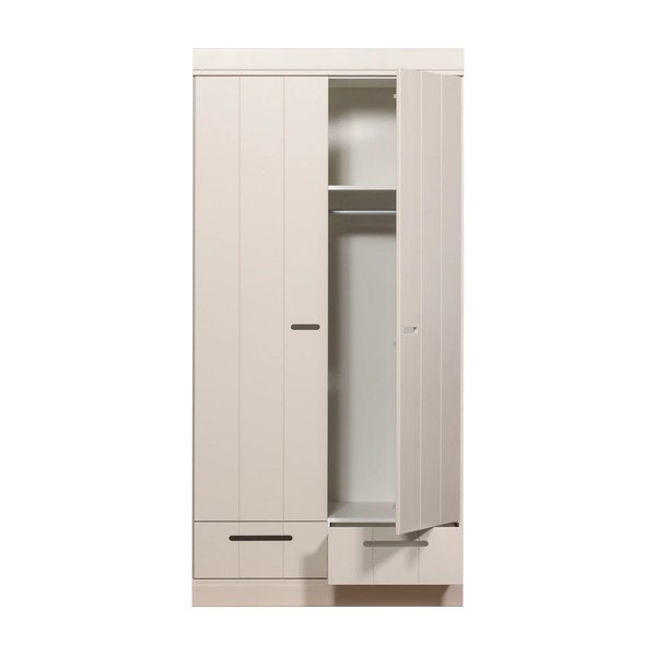 Szarobeżowa szafa z litego drewna sosnowego 94x195x53 cm Connect – WOOOD-image-3