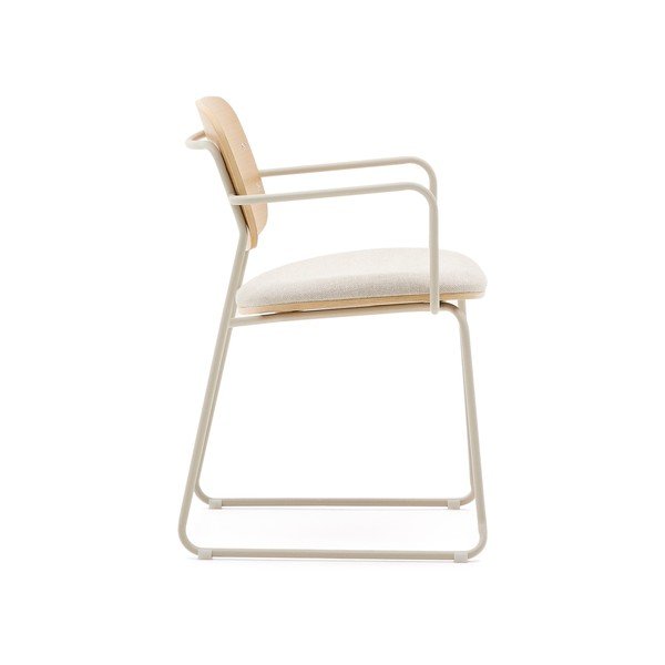 Beżowo-naturalne metalowe krzesło z podłokietnikami Meli – Kave Home-image-3