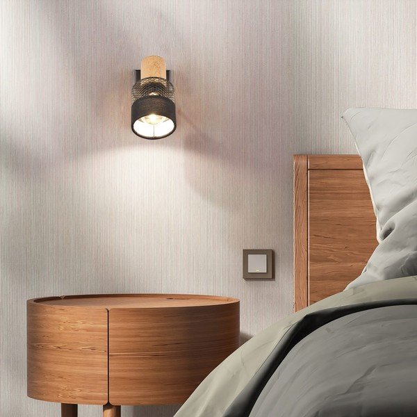 Czarno-naturalny kinkiet ø 7 cm Nandini – Trio-image-1