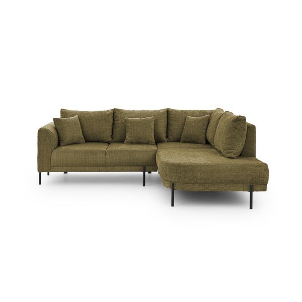 Zielony narożnik z tkaniny szenilowej (prawostronny/w kształcie litery L) Mauris  – Ropez