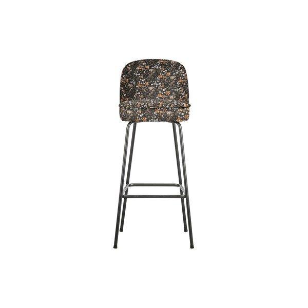 Czarny hoker z kwiatowym wzorem BePureHome Vogue Flower, wys. 79 cm