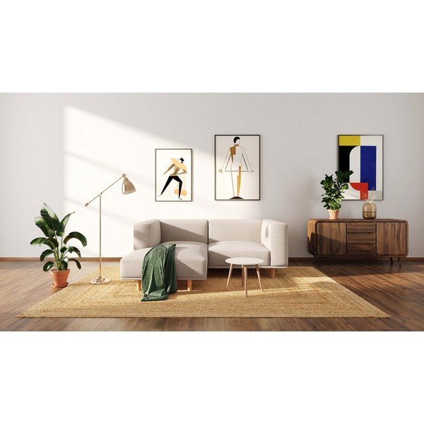 Beżowy narożnik z materiału bouclé (lewostronny) Kukumo – Ame Yens-image-3