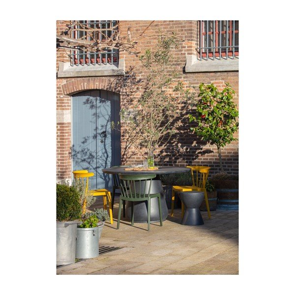 Antracytowy stołek odpowiedni na zewnątrz WOOOD Dover, ø 35 cm-image-1