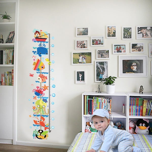Naklejka dziecięca do mierzenia wzrostu na drzwi/na ścianę 25x170 cm Sea Animals – Ambiance
