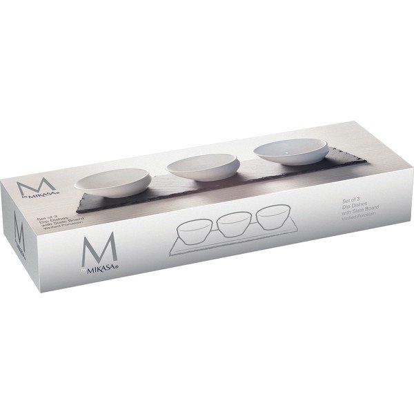 Zestaw 3 białych porcelanowych miseczek do dipów z podstawką Mikasa-image-4
