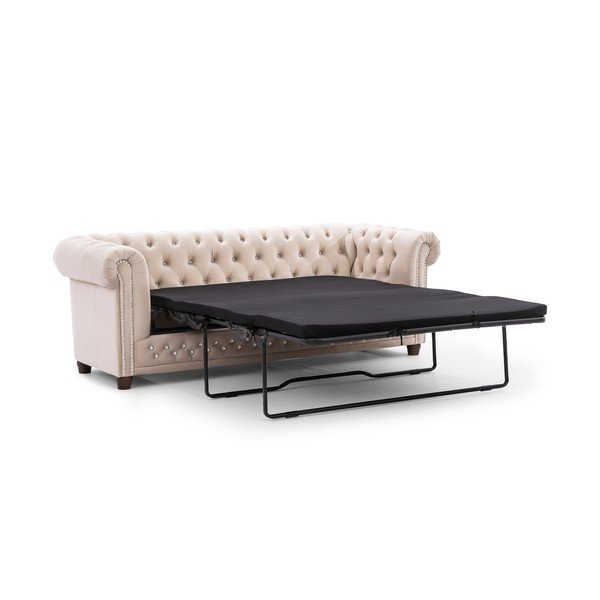 Beżowa aksamitna rozkładana sofa 203 cm York Blik – Ropez-image-2