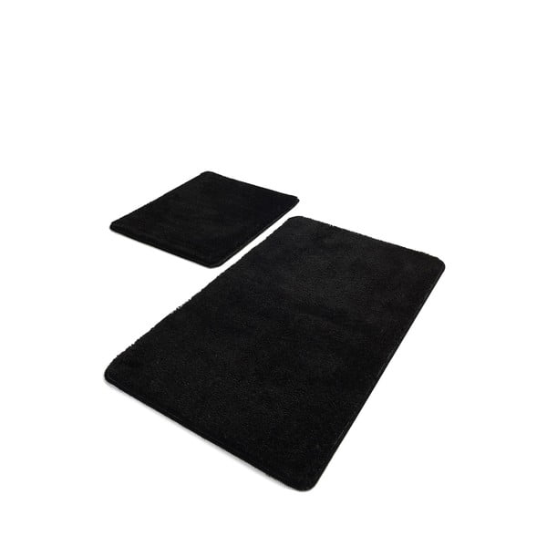 Zestaw 2 czarnych prostokątnych dywaników łazienkowych Chilai