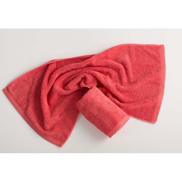 Czerwonoróżowy bawełniany ręcznik kąpielowy El Delfin Lisa Coral, 70x140 cm