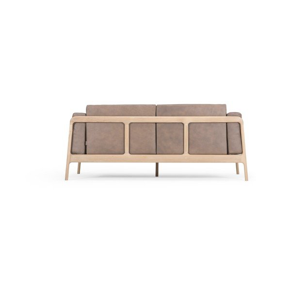Jasnobrązowa sofa z bawolej skóry z konstrukcją z litego drewna dębowego Gazzda Fawn, 180 cm-image-3