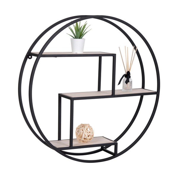 Czarno-naturalna wielopoziomowa półka z litego drewna paulowni 62 cm Rotterdam – House Nordic-image-3