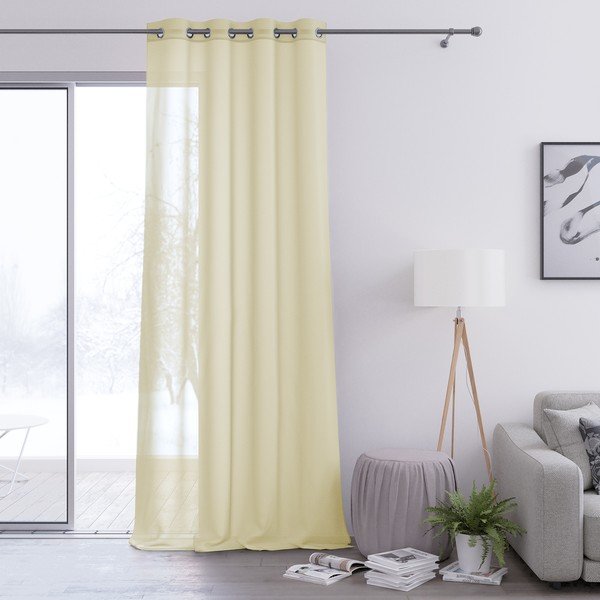 Jasnożółta zasłona AmeliaHome Voile Eyelets, 140x250 cm-image-2