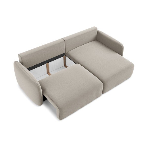 Szarobrązowy aksamitny rozkładany/ze schowkiem narożnik (prawostronny/z szezlongiem) Kalena – Makamii-image-4