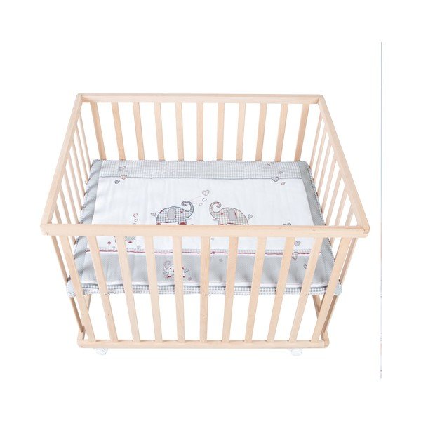 Kojec dla dzieci na kółkach w naturalnym kolorze 100x75 cm Jumbo Twins – Roba-image-4